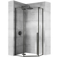 DUSCHKABINE Rea Diamond Black Mat 80x80 mit Duschwanne Diamond - Schwarz, Glas (80/80/195cm) - REA