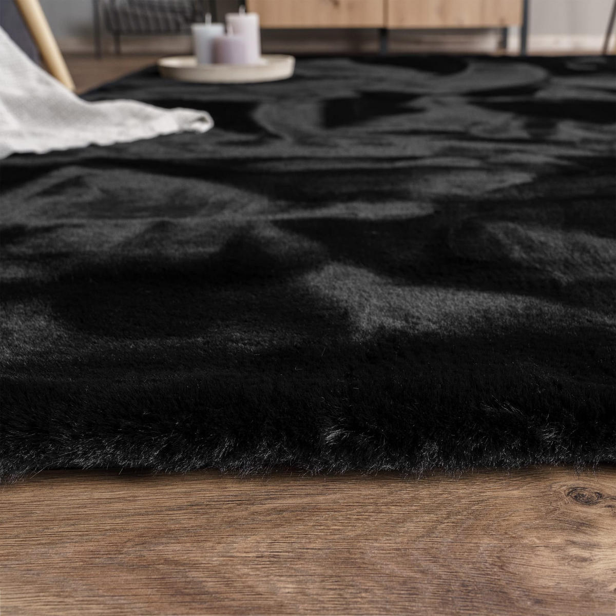HOCHFLORTEPPICHE Schwarz 120 x 160 cm - Schwarz, Kunststoff (120/160cm) - TT Home