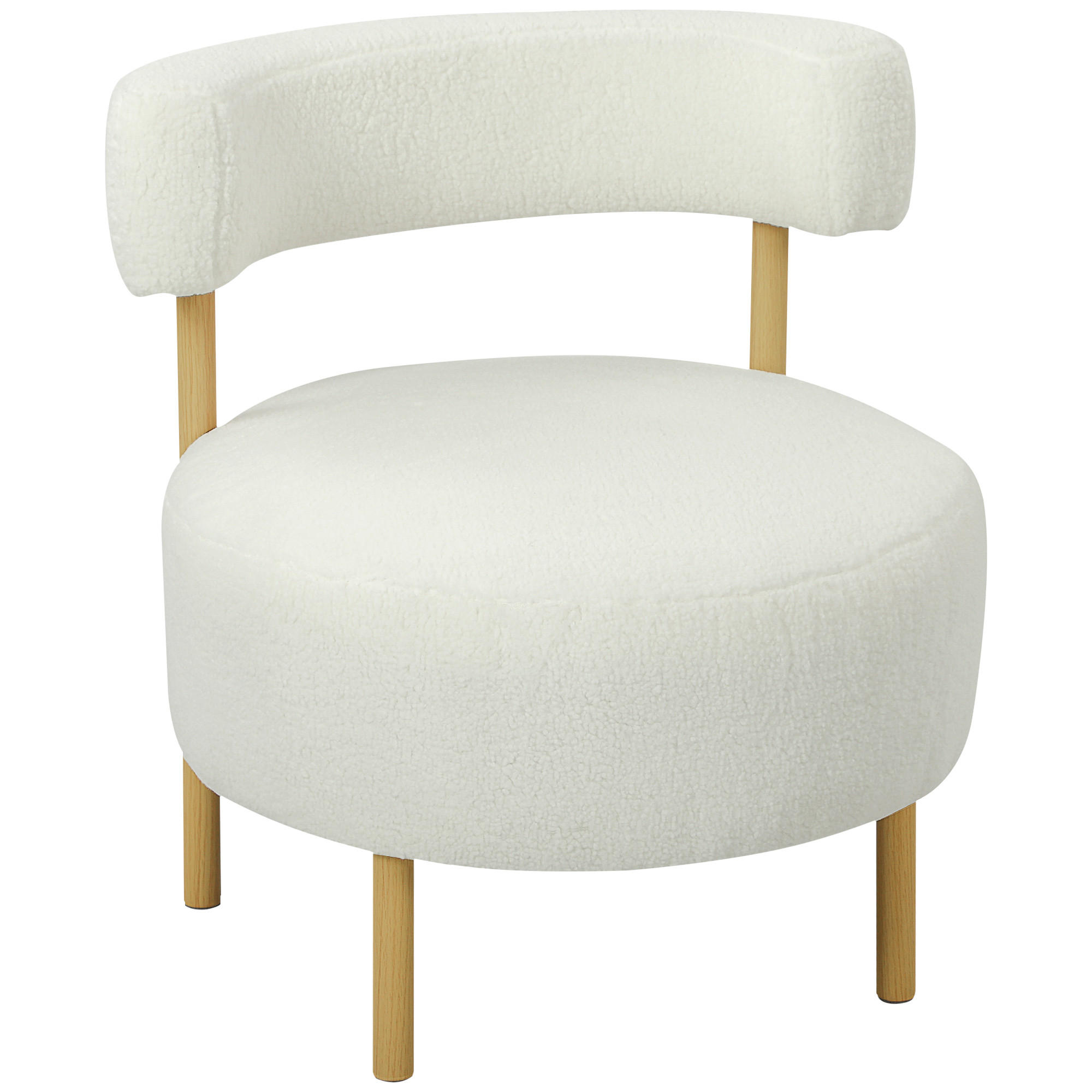 RELAXSESSEL DE-06550 Sherpa-Fleece, Metallbeine in Holzoptik Cremeweiß - Creme, Holz/Textil (67/71/67cm) - ComfortXL