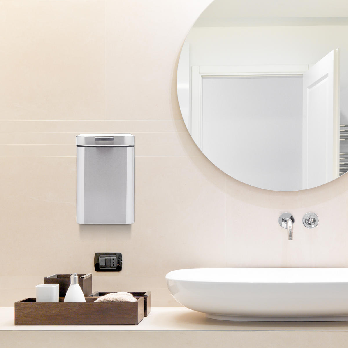 KOSMETIKEIMER - Silberfarben, Kunststoff/Metall (16/24.5/23cm) - Relaxdays