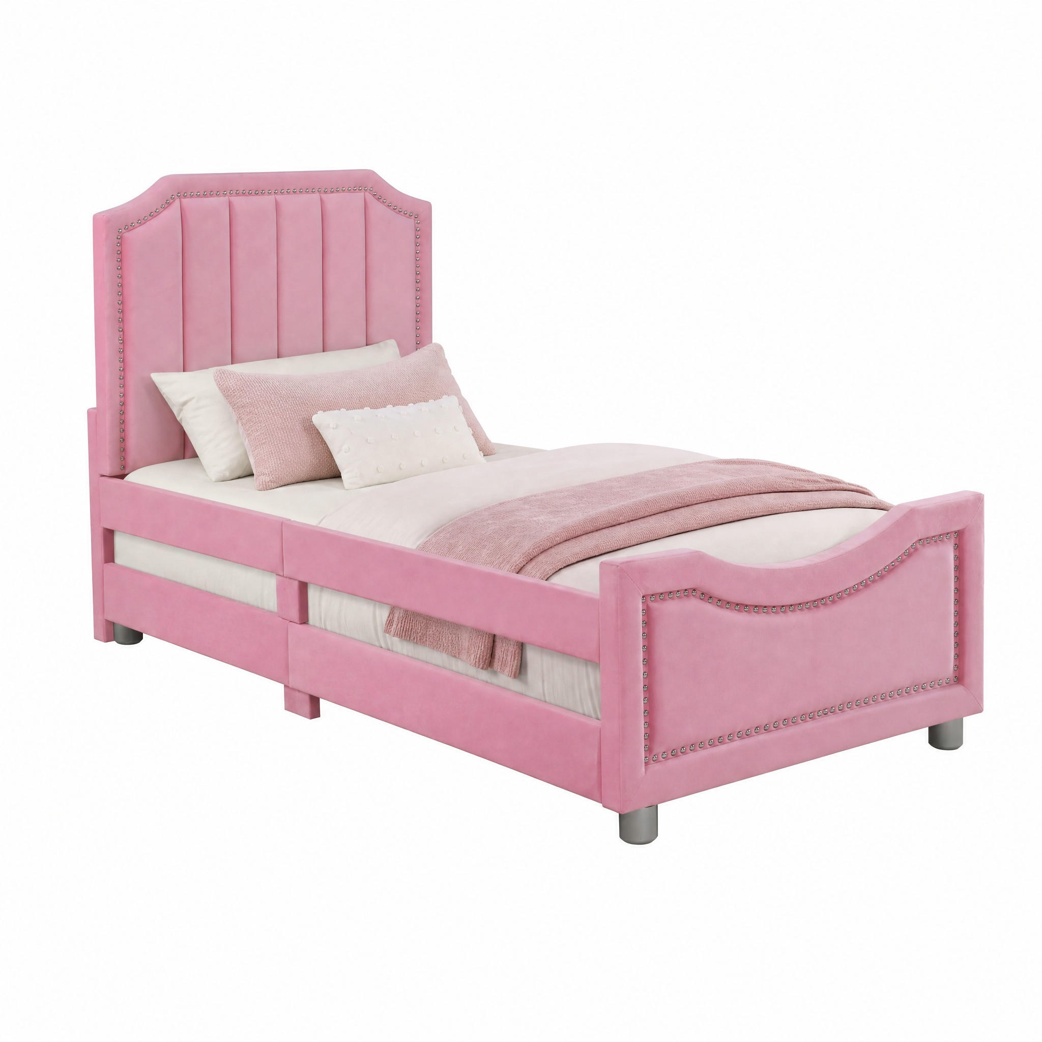 KINDERBETT als Schlafsofa 90x200 cm Flanell Pink - Pink, Holz (90/200cm) - Meubliv