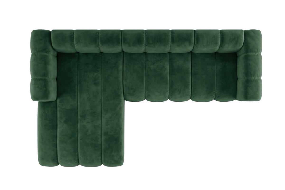 ECKSOFA Modulares In L-Form, Velvet-Stoff Riviera, Grün, Links, GRAND 287 cm - Grün, Holz (287/179cm) - Kaiser Möbel