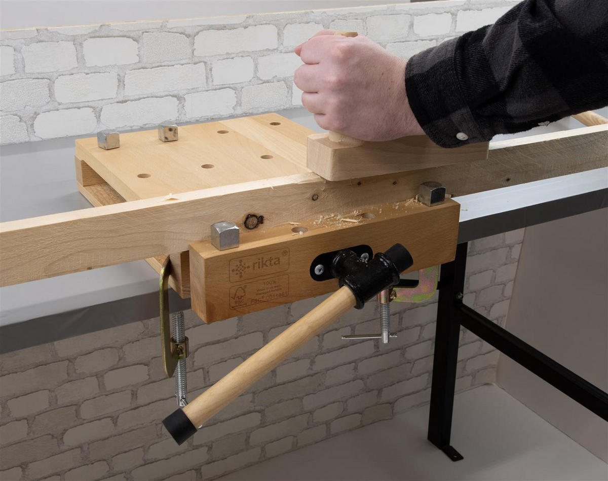 HOBELBANK Tragbare mit Schraubstock FSC Buchenholz 47/29/7 cm - Braun, Holz (29/7/47cm) - Rikta