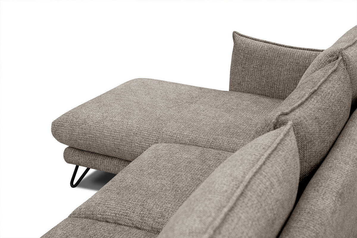 ECKSOFA HOSTEN 4-Sitzer, taupe - Taupe/Schwarz, Holzwerkstoff/Textil (158/269cm) - Courtois Laville