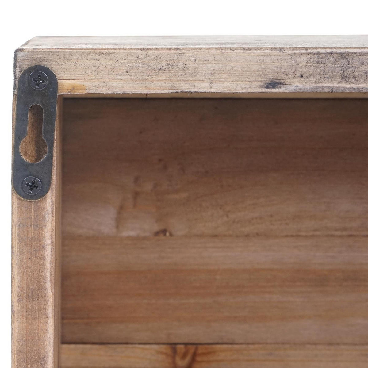 WANDREGAL 65x16x13cm Tanne Holz massiv Vintage Patchwork - Naturfarben, Metall (16/65/13cm) - BERLINLODGE