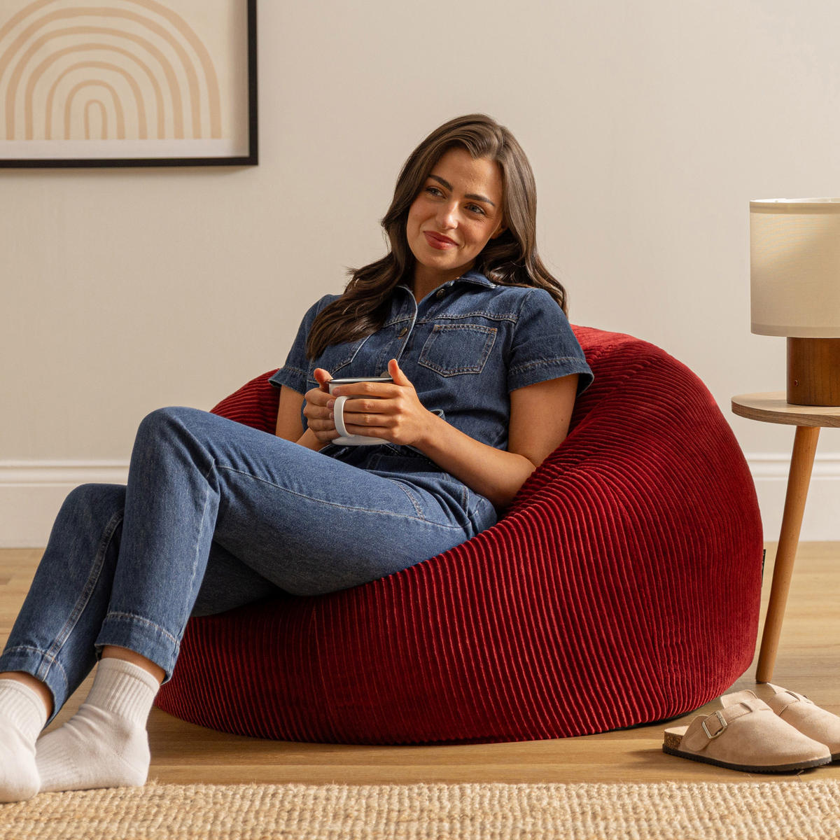 SITZSACK Klassisch Kingston, Cord - Bordeaux, Textil (85/50/85cm) - icon