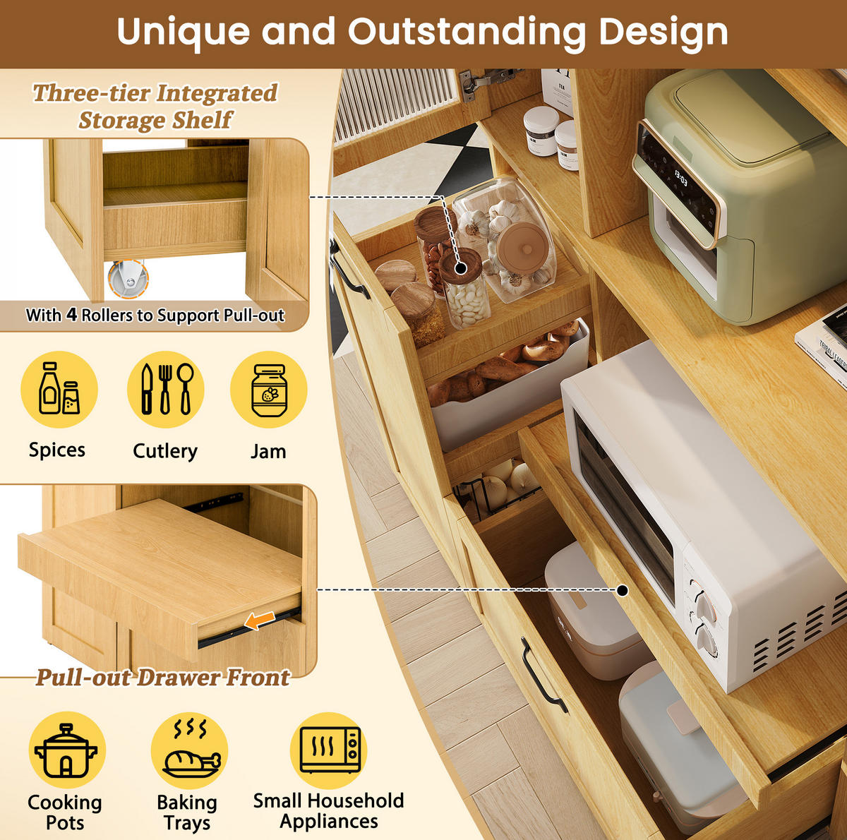 HIGHBOARD 98/177/40 cm Natur aus MDF mit verstellbaren Einlegeböden - Naturfarben, Holzwerkstoff (40/177/98cm) - OKMYHOME