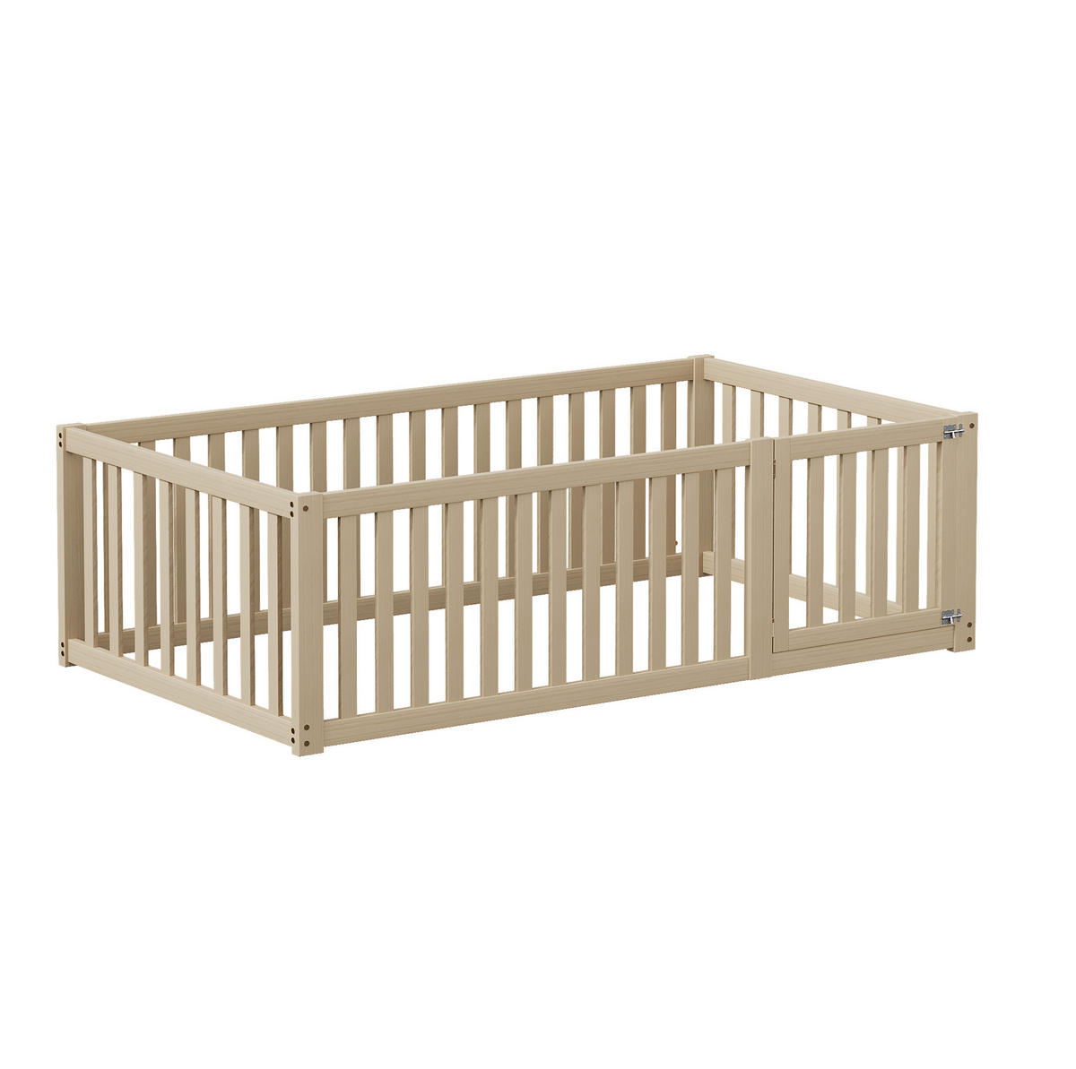 DĚTSKÁ postel 90/200 cm přírodní z masivní borovice s dvířky a zábranou - přírodní, dřevo (90/200cm) - OKWISH