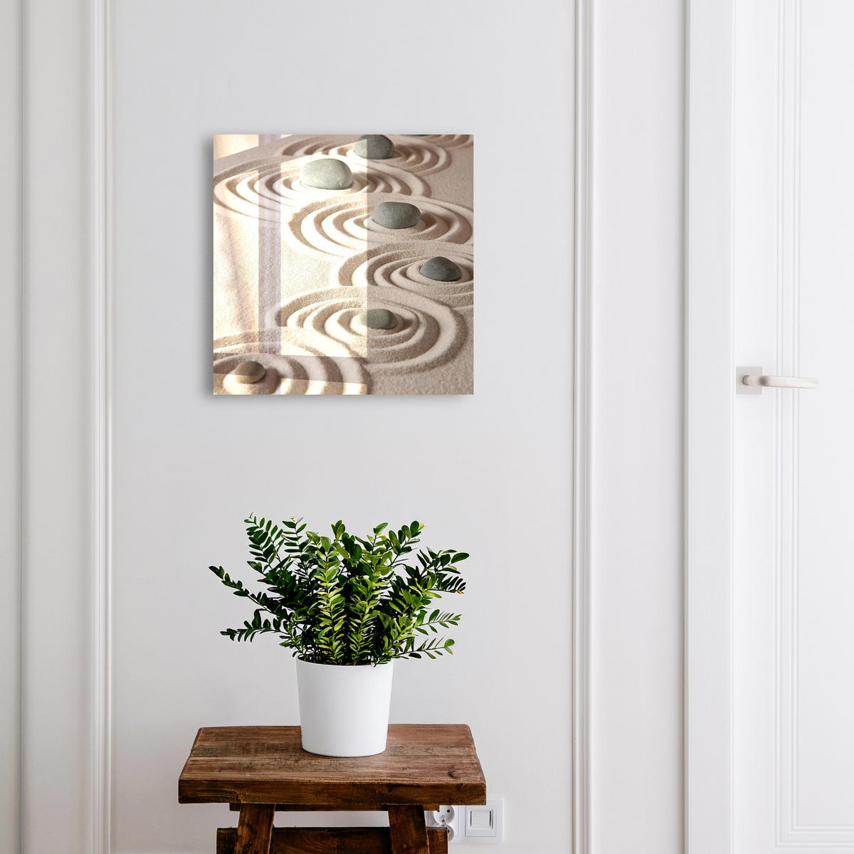 SCHLÜSSELBOX Schwarz 30x30 cm- Türöffnung nach rechts - Zen-Frieden - Beige, Metall (30/30/5cm) - TULUP