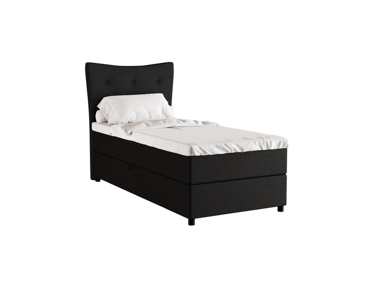 BOXBETT Nevada 90x200 cm Polsterbett mit hochwertiger Bonell-Matratze und Topper - Anthrazit - Dunkelgrau, Holz (90/200cm) - Homesy