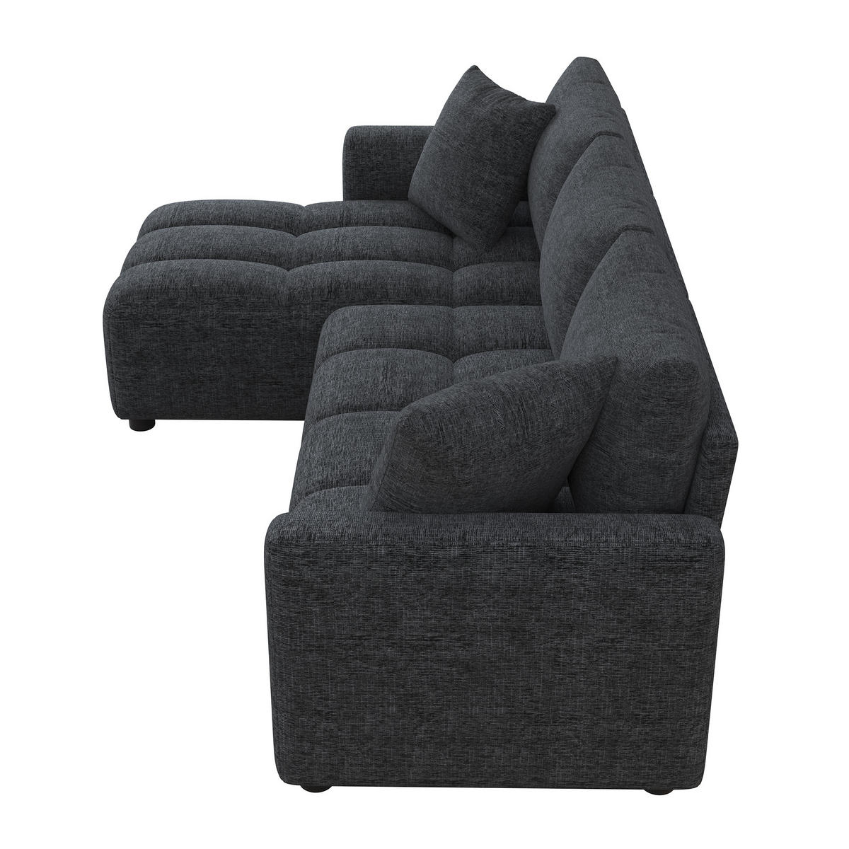ECKSOFA 204/127/82.5 cm Grau Chenille mit 2 Zierkissen - Grau, Holz/Textil (204/127cm) - Oxeza