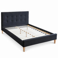 POLSTERBETT mit Lattenrost 140/200 cm in Schwarz - Schwarz, Textil (140/200cm) - Homestyle4u