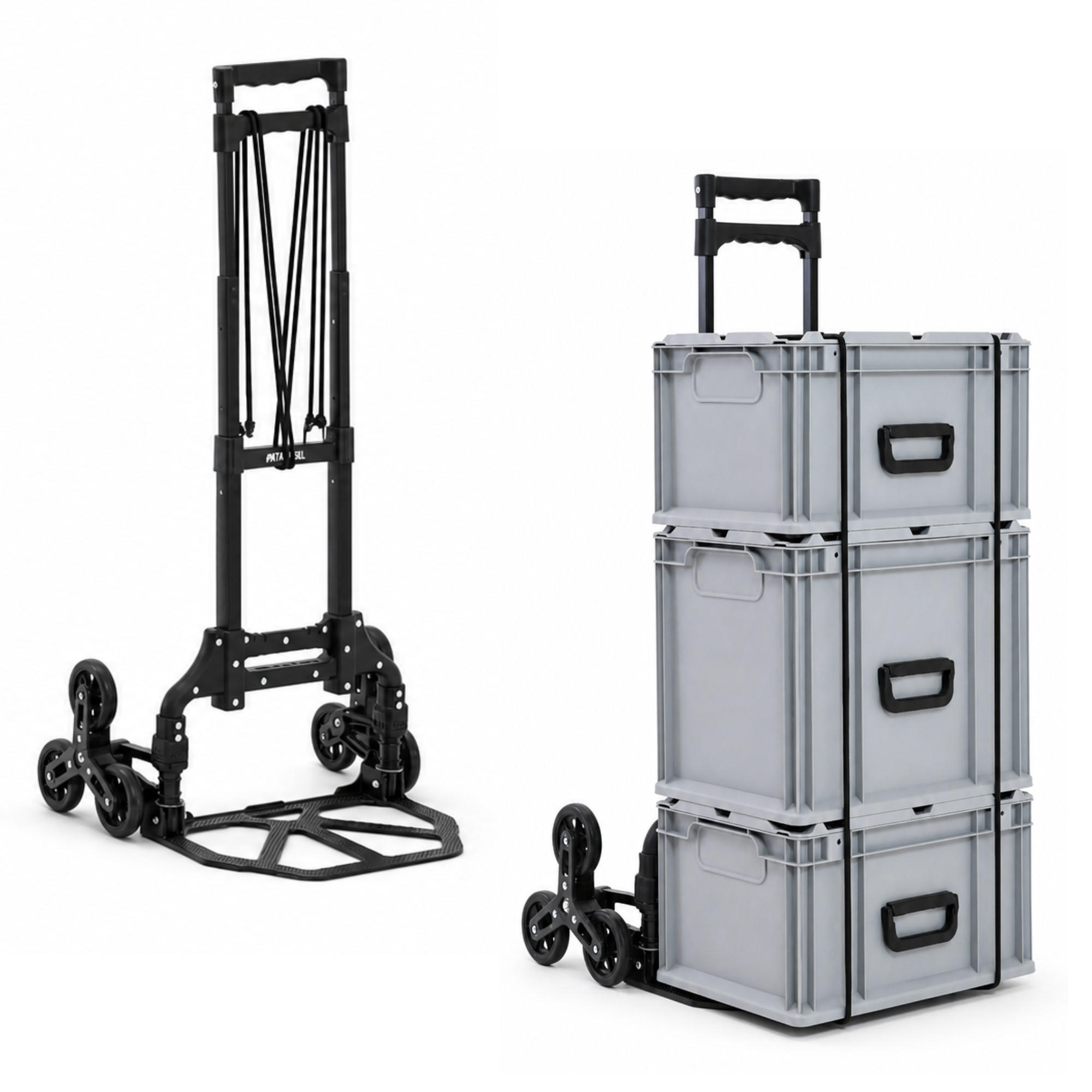 TREPPENSTEIGER Sackkarre Elephant klappbar 100x39x47cm Traglast 80kg AluminiumrahmenTRR Fachgummiräder Schwarz - Schwarz, Metall (47/39/100cm) - PROREGAL