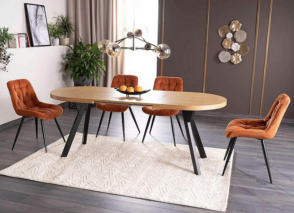 ESSTISCH Domingo Eiche / Schwarz 140-272 / 80 / 76cm - Eichefarben/Schwarz, Holz/Holzwerkstoff (80/140/76cm) - Feldmann-Wohnen