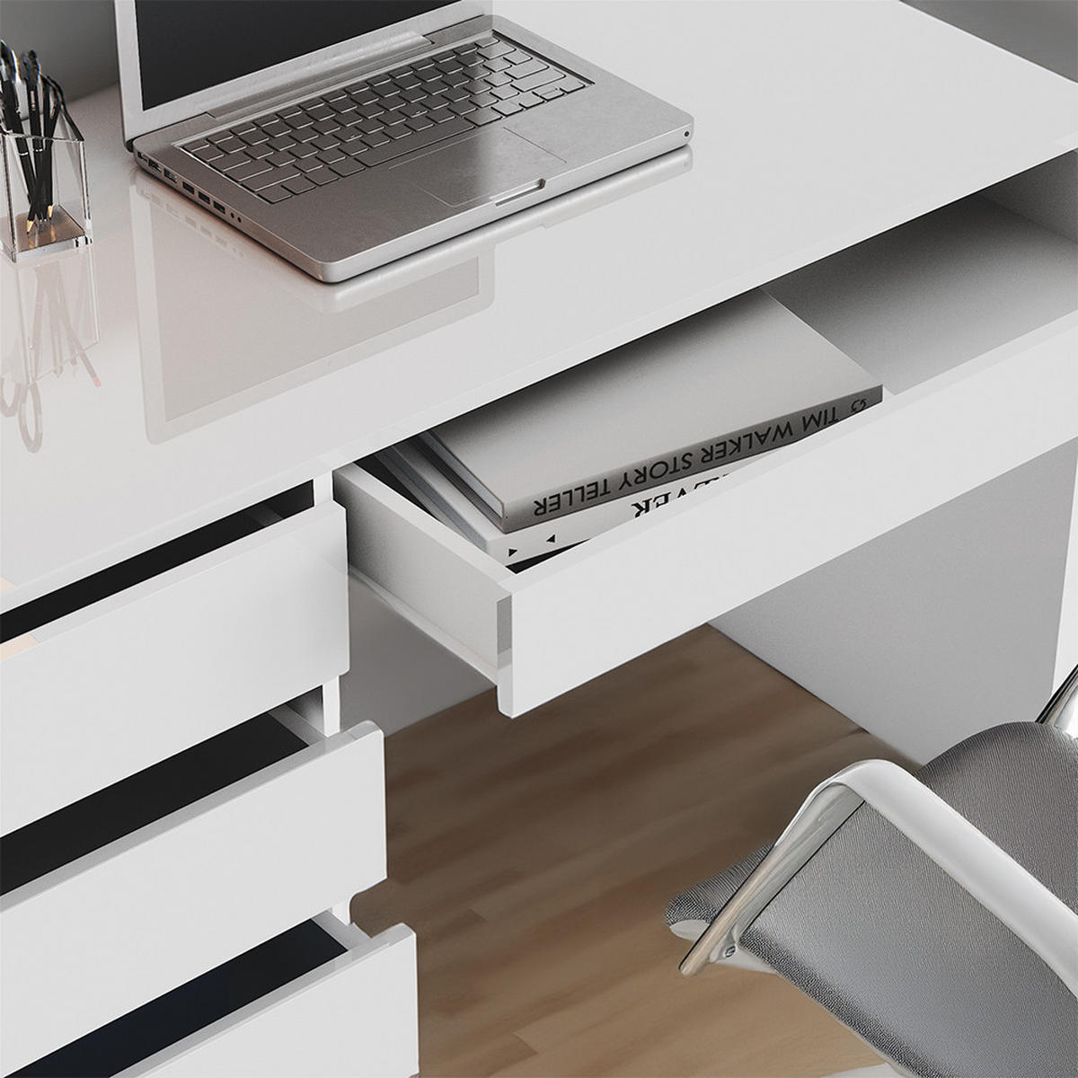 SCHREIBTISCH Sherry Weiß 120 cm - Weiß, Holzwerkstoff (120/55/75cm) - Vicco