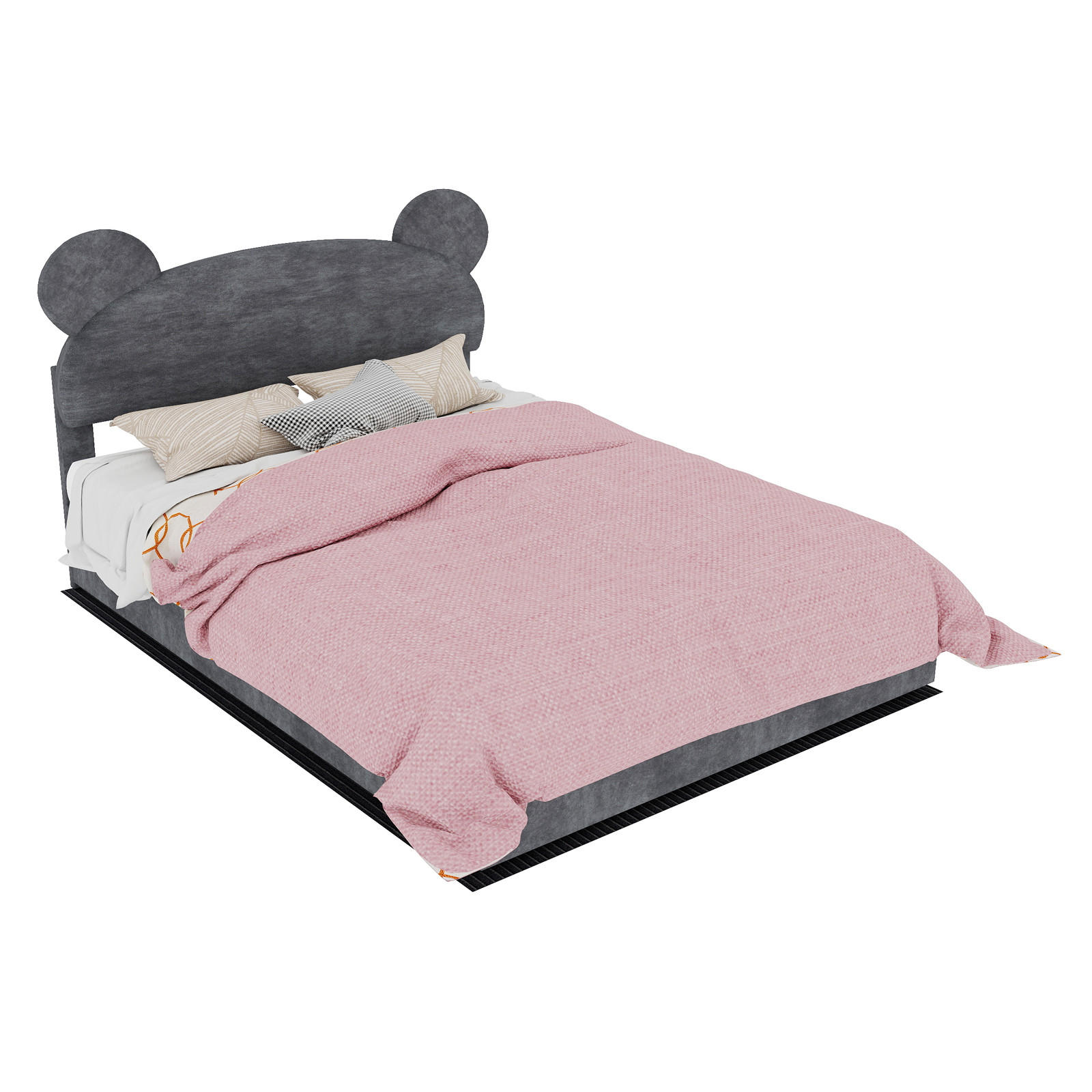 POLSTERBETT 140/200 cm in Grau Stoff mit Bettkasten und Cartoon-Kopfteil - Grau, Holzwerkstoff/Textil (140/200cm) - STILVORA
