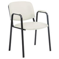 BESUCHERSTUHL Lederlook creme - Creme/Schwarz, Textil/Metall (53/79/55cm) - CLP