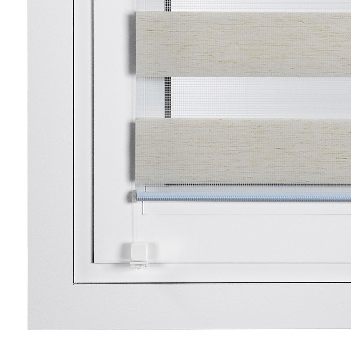 DOPPELROLLO Leinen, 90cm x 180 cm - Beige, Kunststoff (90/180cm) - STORESDECO