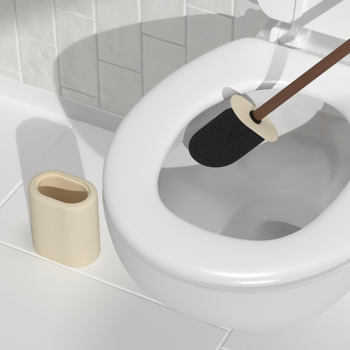 WC-BÜRSTE Argileo 12/7,6/39 cm - Beige, Kunststoff (7.6/39/12cm) - 5five Simply Smart