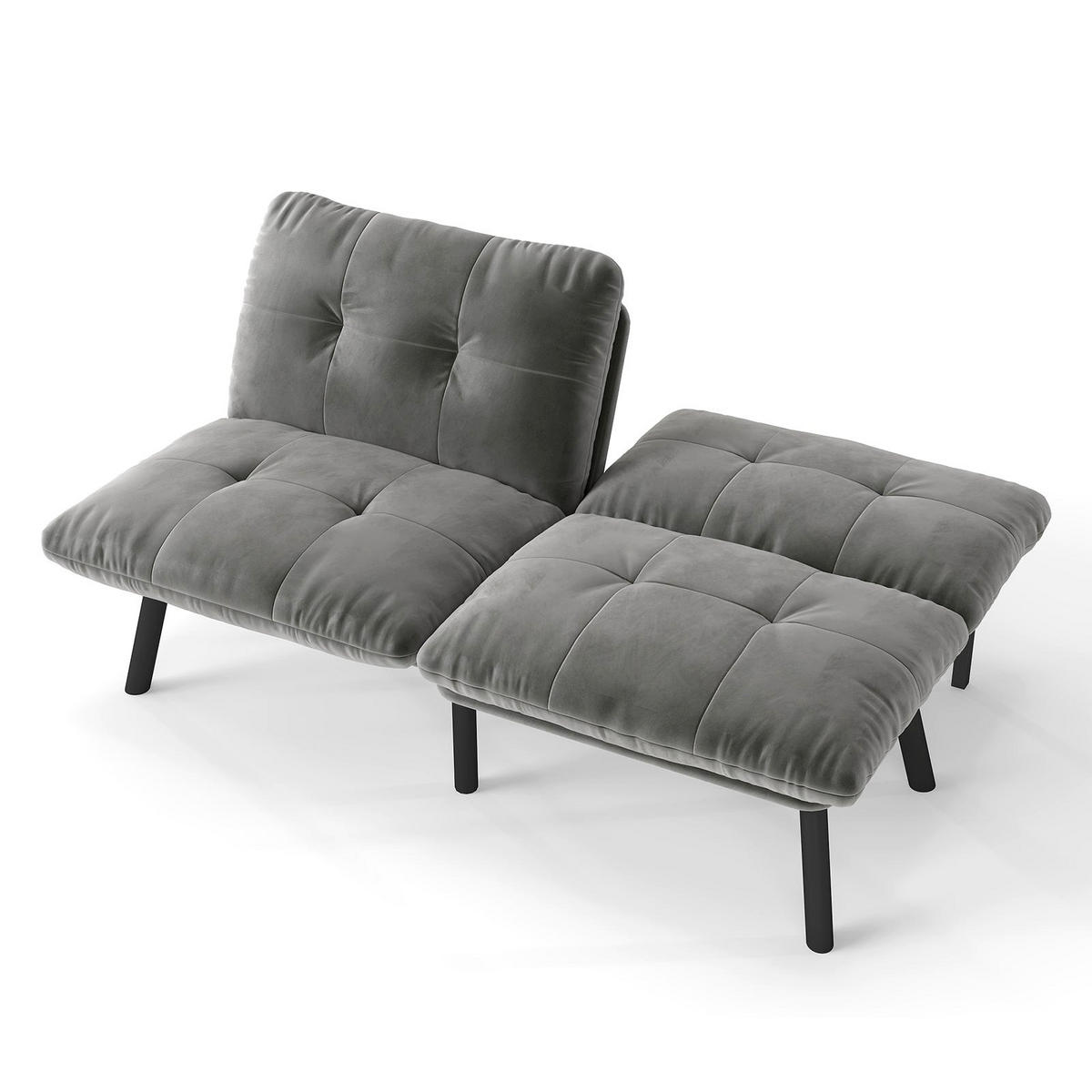 SCHLAFSOFA/SCHLAFSOFA aus Samtstoff, Grau - Grau, Textil (81/78/160cm) - Urban Meuble