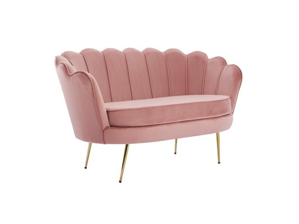 COUCHGARNITUR Muschel 2+1 - Samt - Rosafarben - DANDELION - Pink, Textil (75/78/124cm) - Pascal Morabito