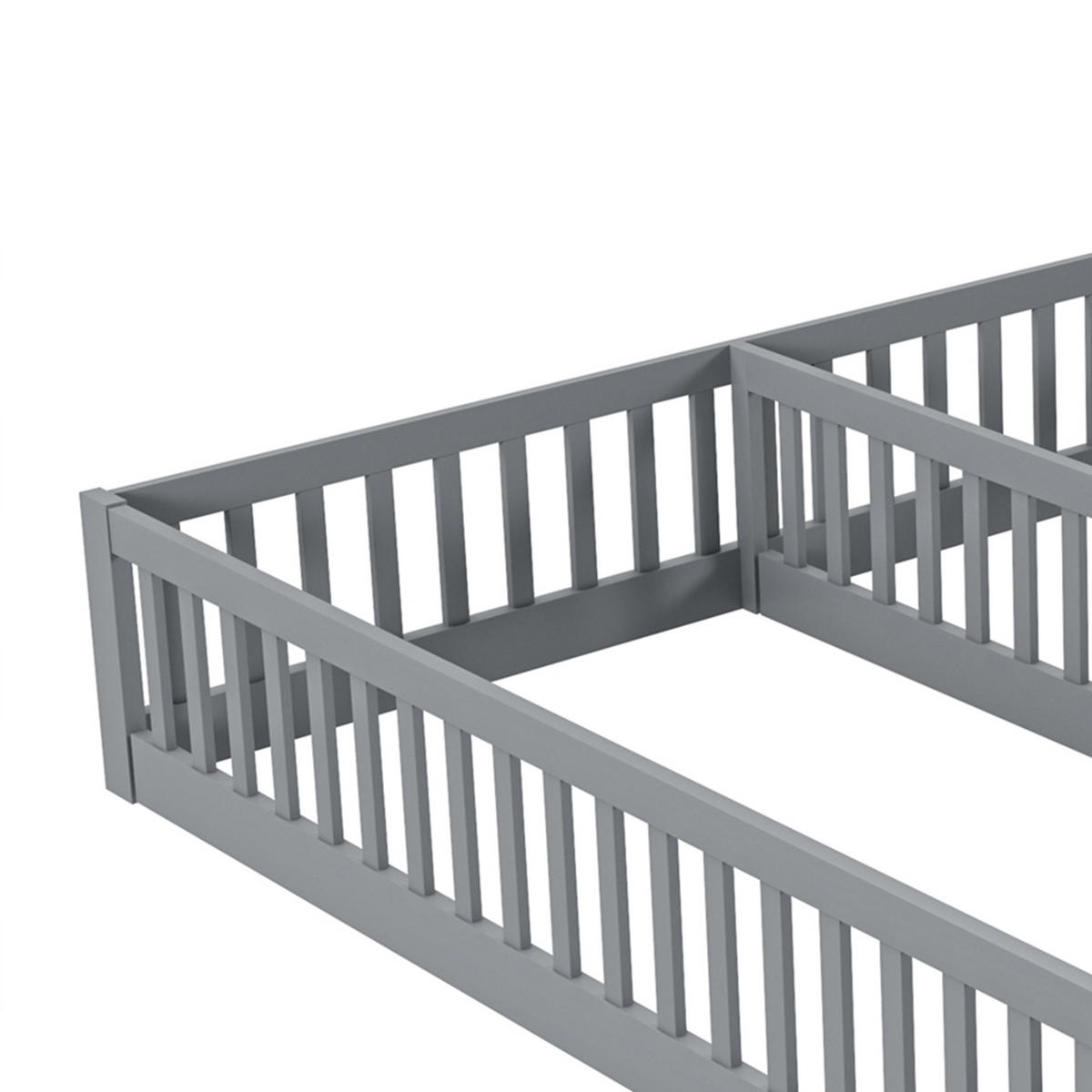KINDERBETT 90/200 cm & 90/200 cm in Grau mit Sicherheitsgitter - Grau, Holz/Holzwerkstoff (90/200cm) - WISHDOR