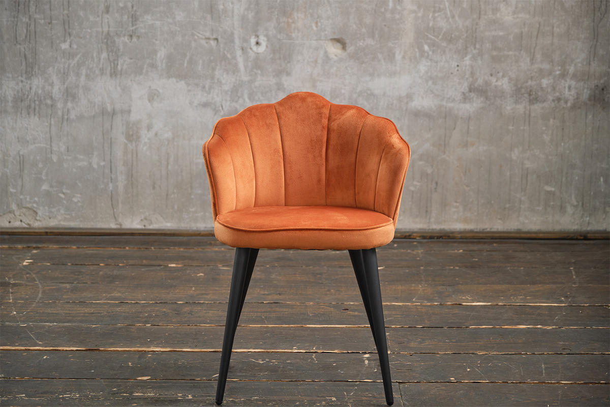 ESSZIMMERSTUHL SALLY Kupfer Velvet - Schwarz/Kupferfarben, Textil (55/76/57cm) - KAWOLA