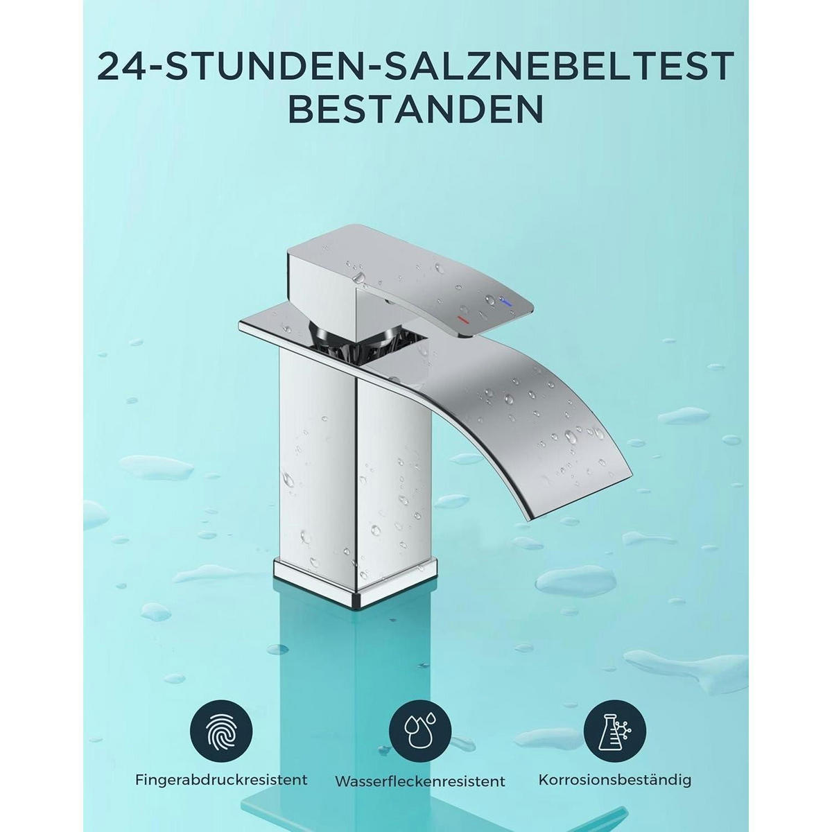 WASCHTISCHARMATUR Wasserfall mit Einhandmischer polierter Chrom Auslaufhöhe 80 mm - Silberfarben, Metall (16.5/17.5/18cm)