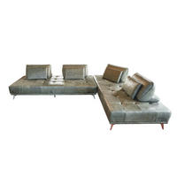 MODULSOFA WIOLO Grün Leder - Silberfarben/Grün, Leder (350/83/240cm) - KAWOLA