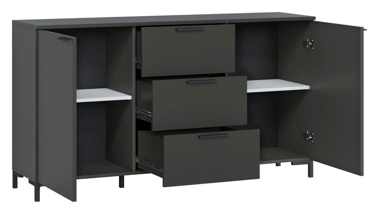 KOMMODE Alternative Kosmos anthrazit / weiß 151 / 40 / 84cm - Anthrazit/Weiß, Holzwerkstoff/Kunststoff (151/84/40cm) - Feldmann-Wohnen