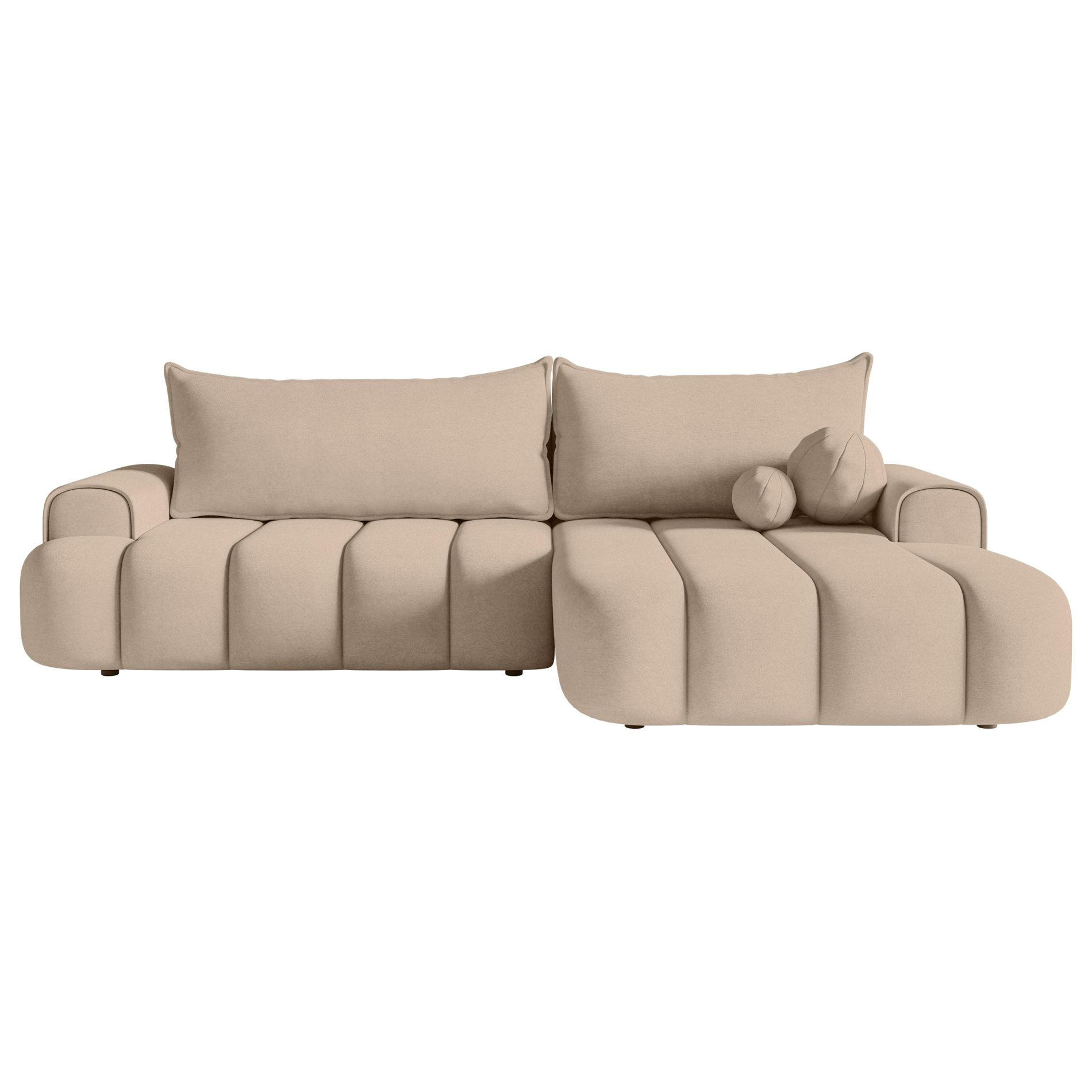 ECKSOFA Dandelino Beige mit Samtbezug, rechts - Creme/Schwarz, Kunststoff/Textil (275/168cm) - Selsey