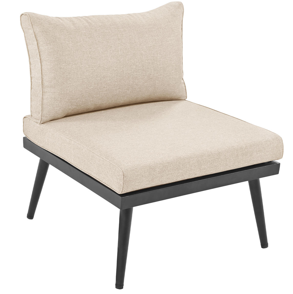 LOUNGEGARNITUR aus Eisen 160x64x75 cm Beige mit 8 cm Kissen - Beige, Metall - Modfu