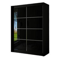 SCHRANK Schwarz PEAK+SZPROSY Matt Lacobel Schwarz 200 cm - Schwarz, Holzwerkstoff (200/215/61cm) - Sepro Meble
