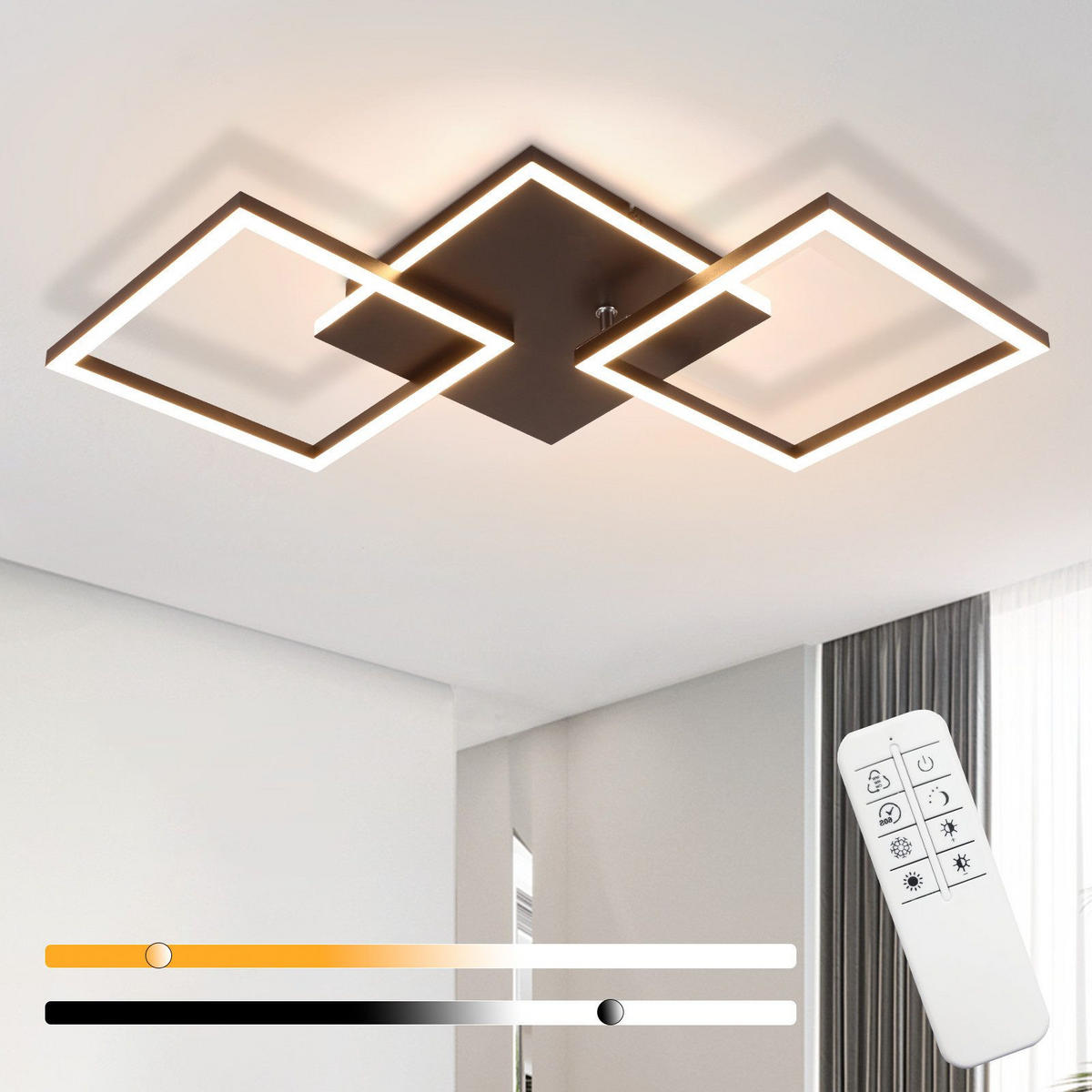 LED-DECKENLEUCHTE Malsom 62.8/29.5/7.4 cm - Schwarz, Metall (29.5/62.8/7.4cm) - Nettlife