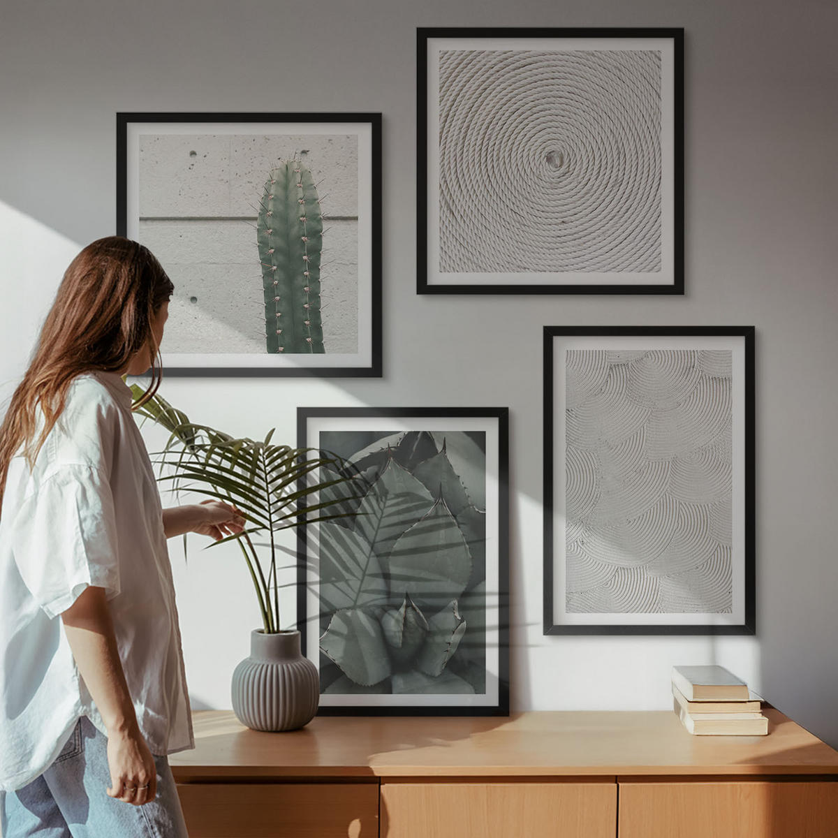 WANDBILDER 4er-Set - 50x50 cm & 40x60 cm Schwarzer Rahmen - Sommerliche Texturen aus den Tropen - Schwarz, Kunststoff (50/50cm) - ArtPrintCave