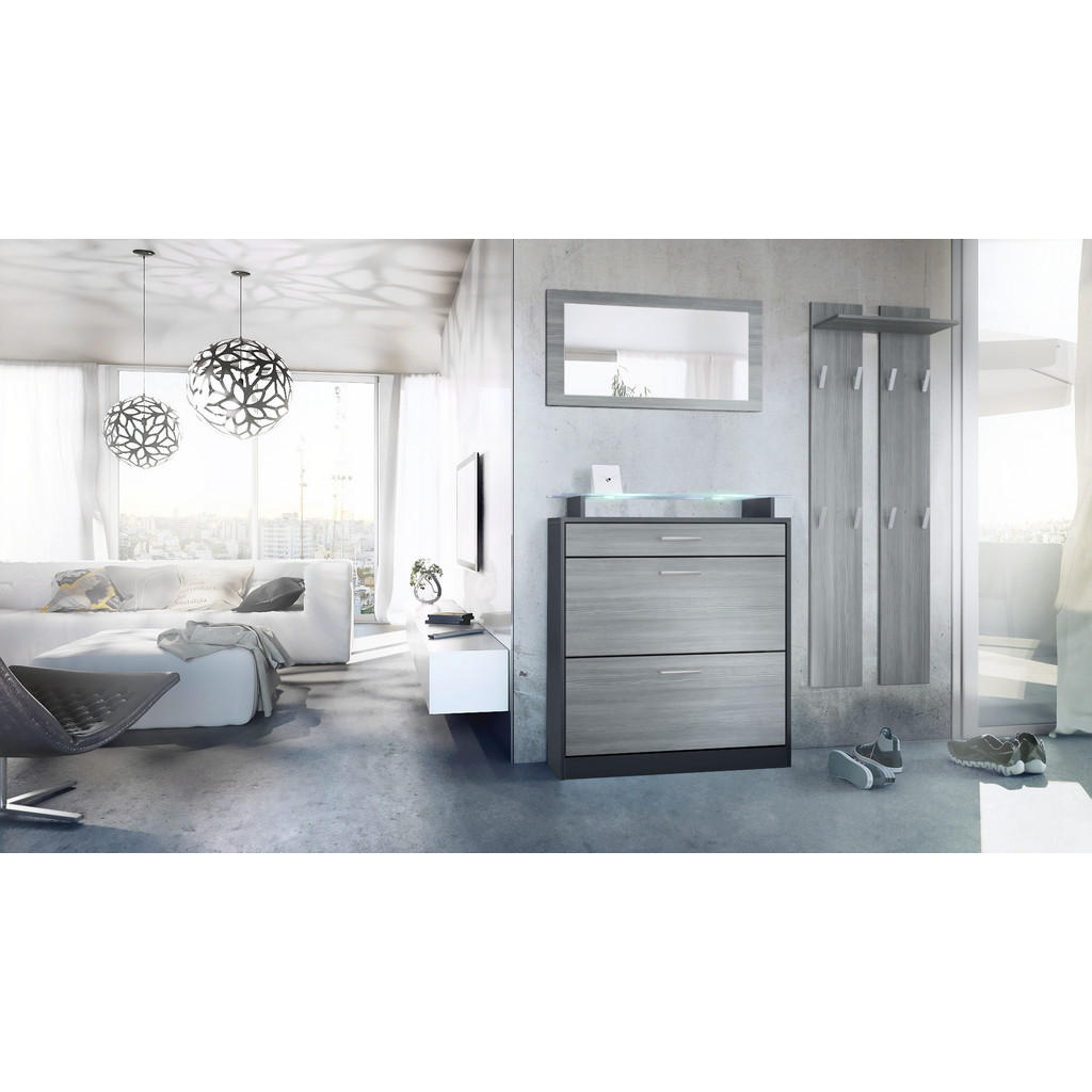 Thumbnail - Vladon Garderobe, Anthrazit, Holzwerkstoff, 180x200x23 cm, Garderobe, Garderoben-Sets & Serien, Garderoben-Sets