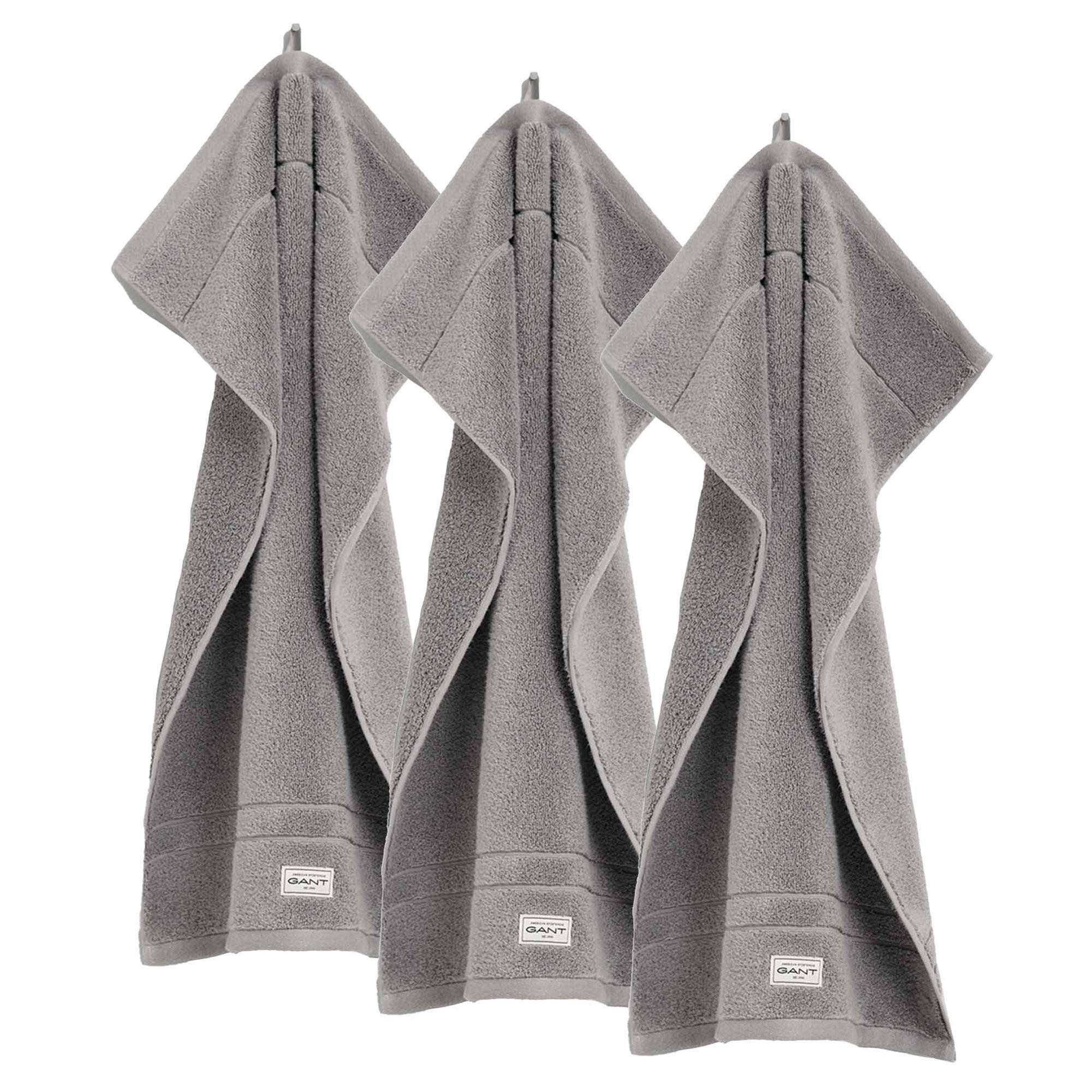 GÄSTETUCH Unisex Premium Towel Grau 3er Pack Baumwolle - Grau, Textil (200/135cm) - GANT