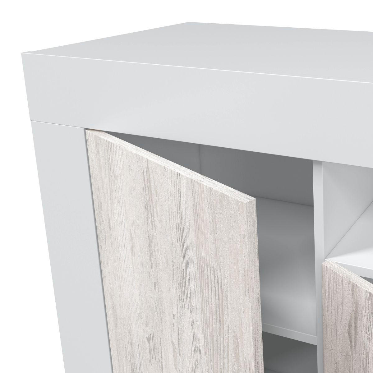 BUFFET-DESIGN mit 3 Türen und 1 Aufbewahrungsnische Baltik - L144 cm - Weiß, Holzwerkstoff (42/87/48.6cm) - Calicosy