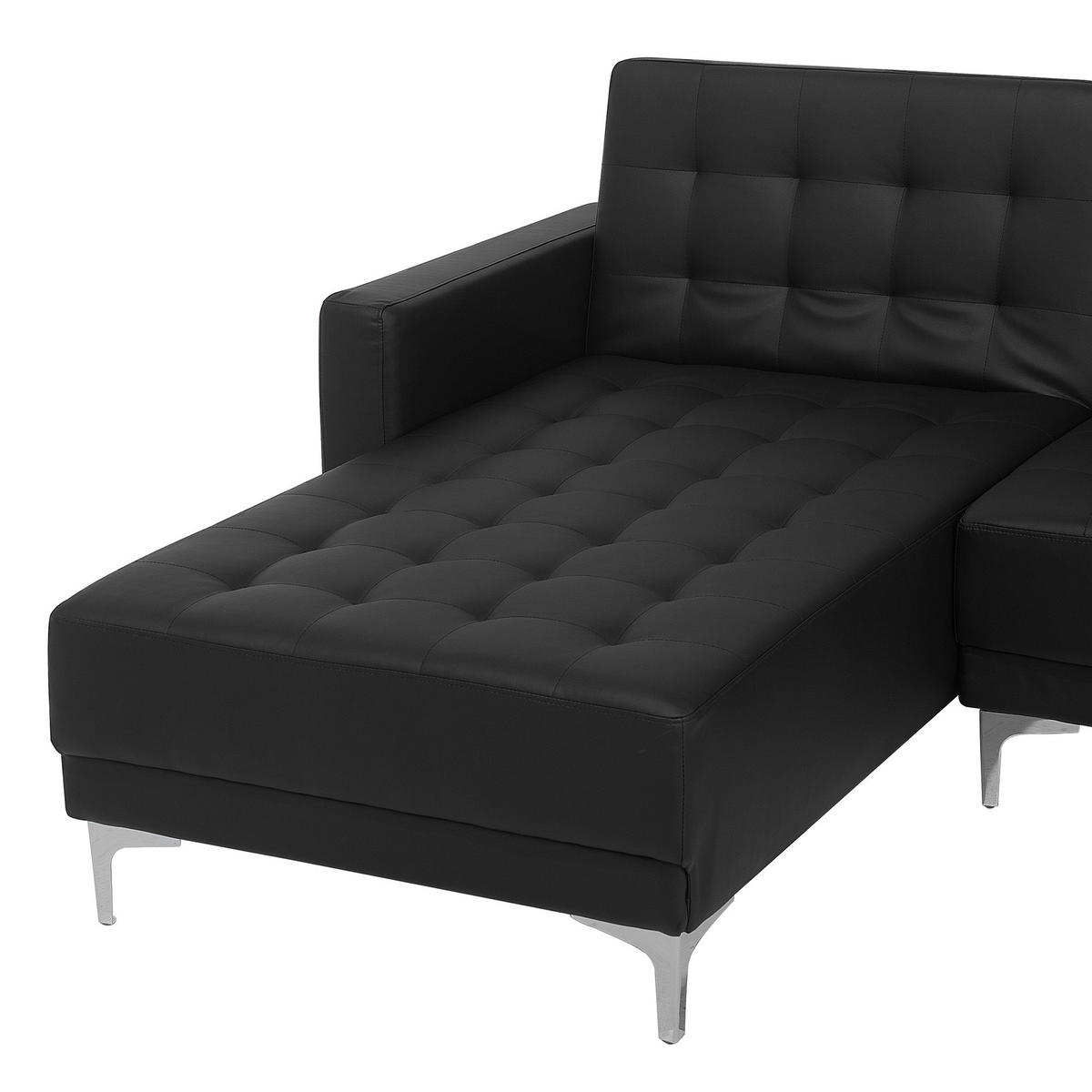 SCHLAFSOFA U-förmig Kunstleder Schwarz Aberdeen - Schwarz, Textil (348/83/168cm) - Beliani