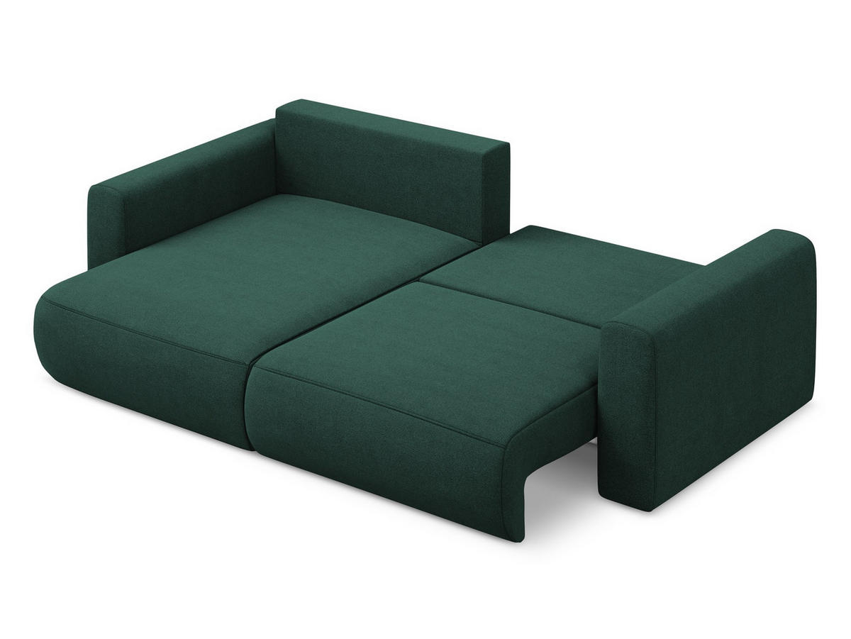 ECKSOFA mit Schlaffunktion Strukturstoff Stoff Grün - Dunkelgrün/Schwarz, Kunststoff/Textil (149/240cm) - Makamii