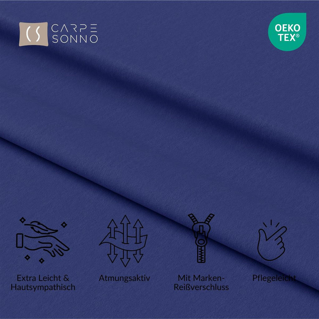 Thumbnail - Carpe Sonno Mikrofaser-Bettwäsche, Blau, Textil, Uni, Füllung: Polyester, Rechteckig, 135x200 cm, Oeko-Tex® Standard 100...