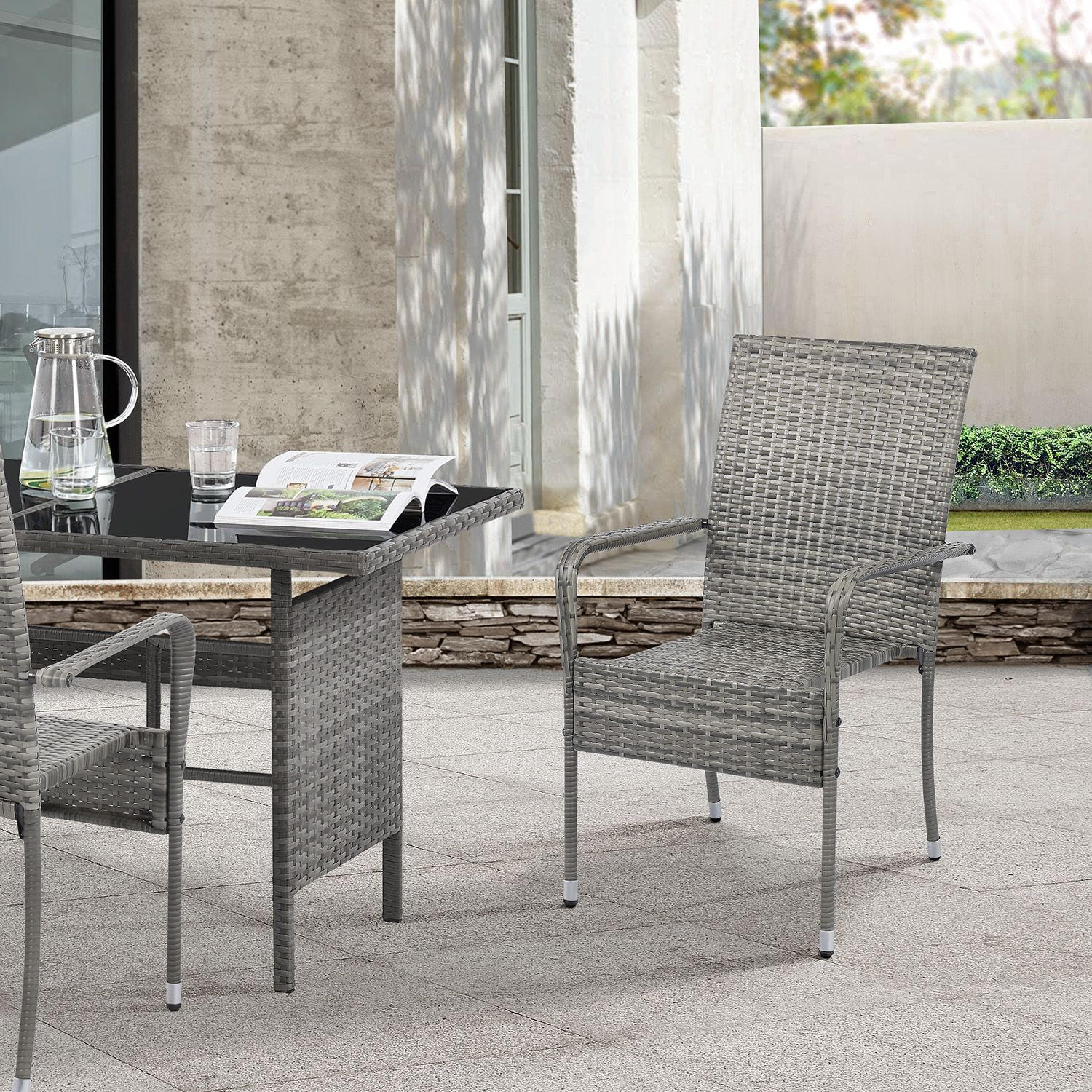 GARTENSTÜHLE Yoro 4er-Set - Grau, Kunststoff (50/90/50cm) - Juskys