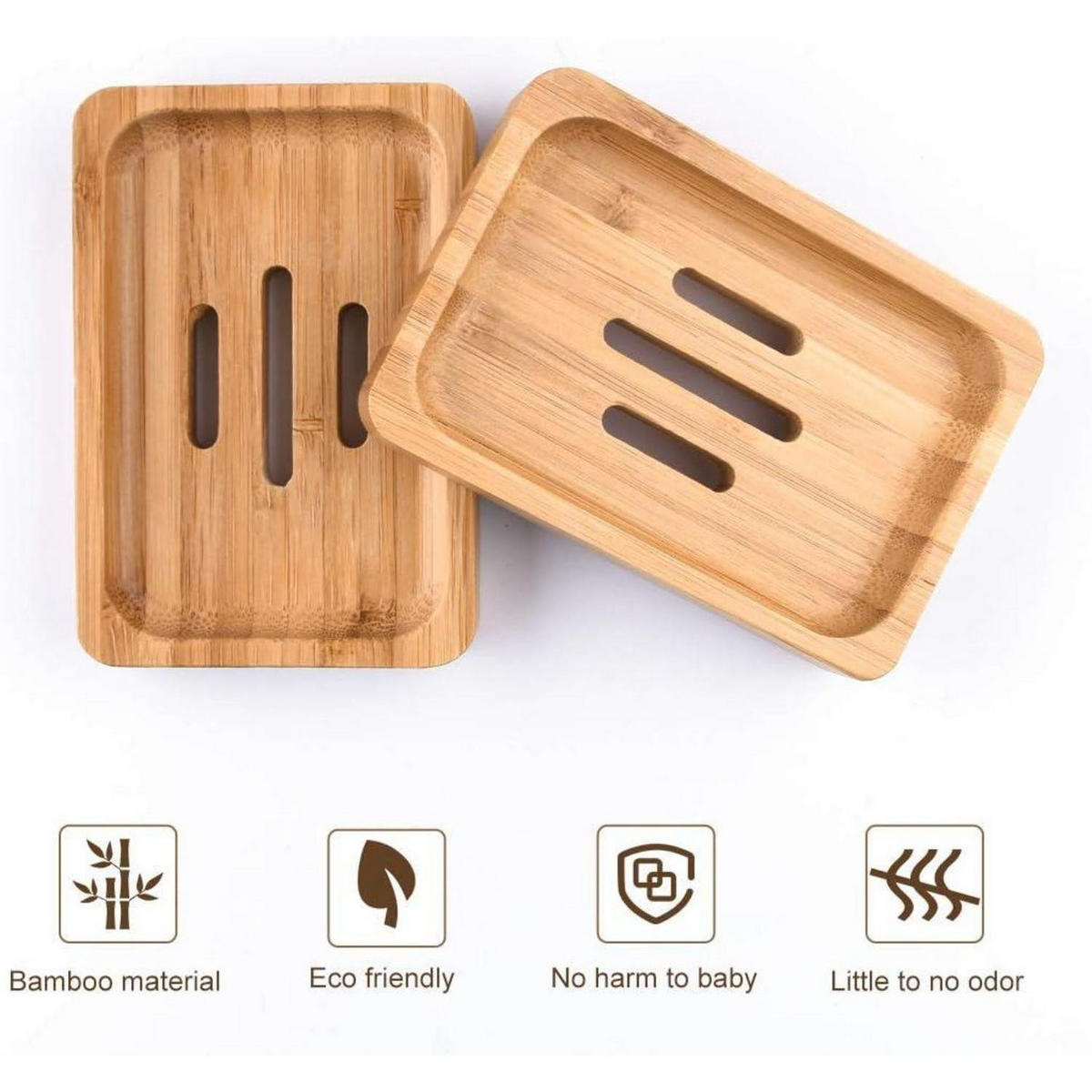 SEIFENSCHALE 2-teiliges Set Bambus 11.5 x 8 cm - Gelb, Naturmaterialien (8/1.5/11.5cm)