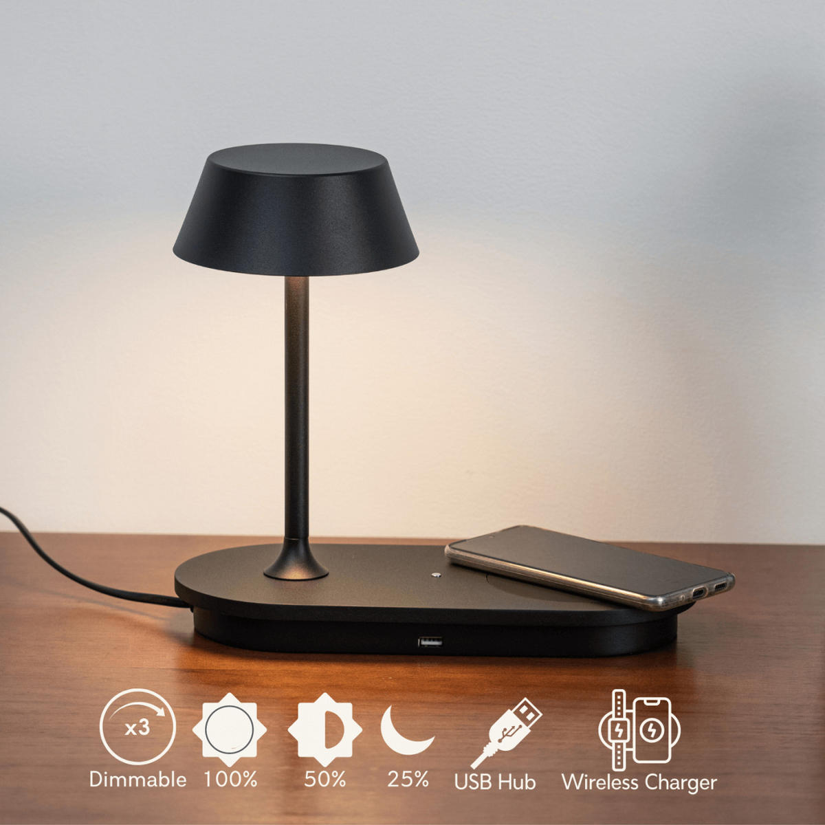 TISCHLEUCHTE Fabro, Schwarz, 28cm - Schwarz, Metall (28/13/25cm) - KOSILUM