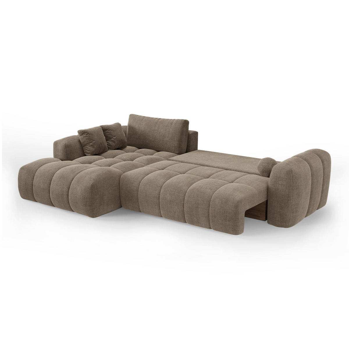 LINKSECK-SCHLAFSOFA mit Stauraum SKY Köpergewebe Taupe 310cm - Taupe, Textil (310/180cm) - Premium Interiors