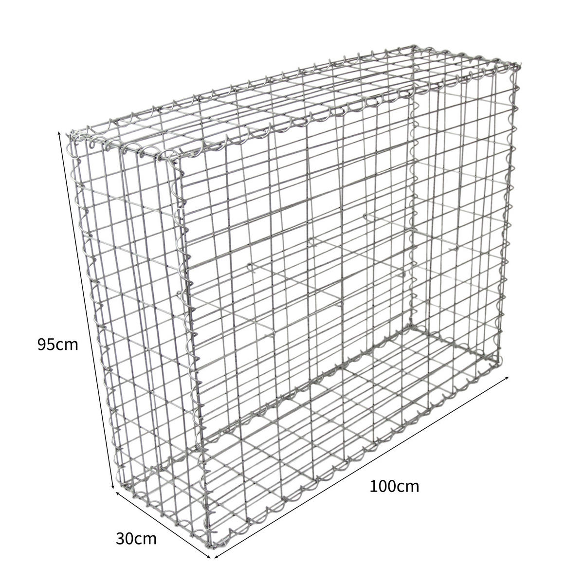 GABIONENKÖRBE 100 x 95 x 30cm / 2 Körbe - Alufarben, Metall (100/1cm) - Monstershop