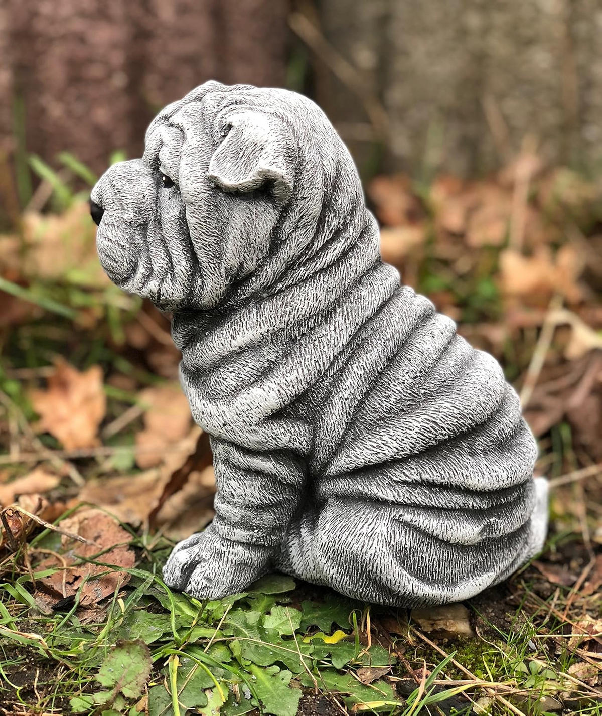 STEINFIGUR Shar-Pei frostfest Steinguss wetterfest - Grau, Stein (12/16/14cm) - stoneandstyle
