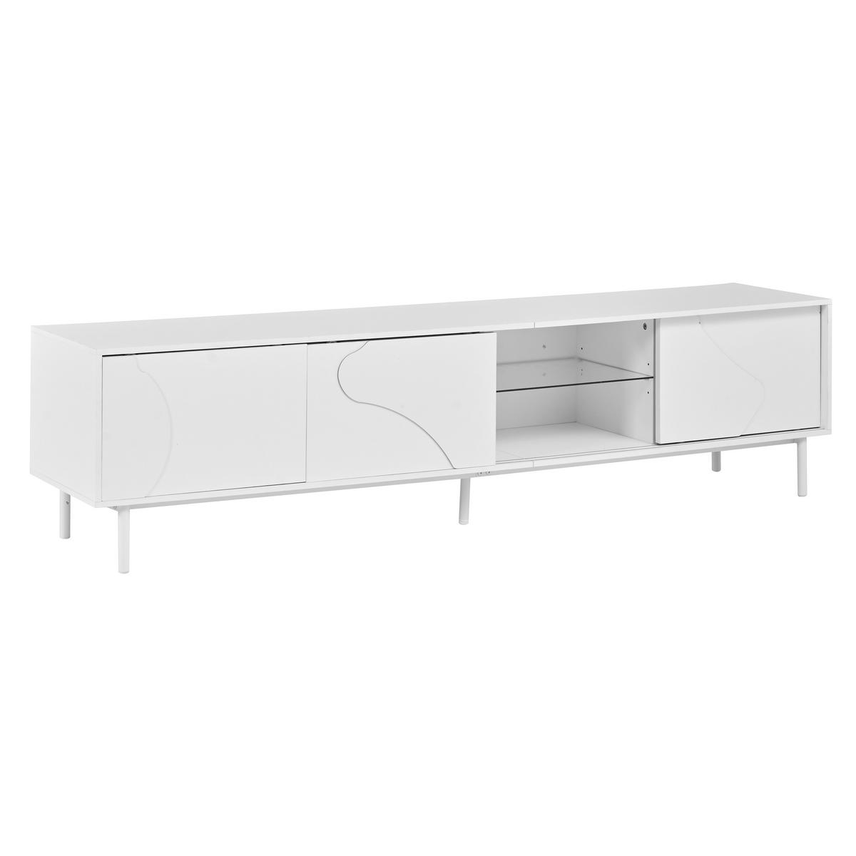 TV-LOWBOARD 180 x 40 x 45 cm, 3 grifflose Schiebetüren, LED, Weiß - Weiß, Holzwerkstoff (180/45/40cm)