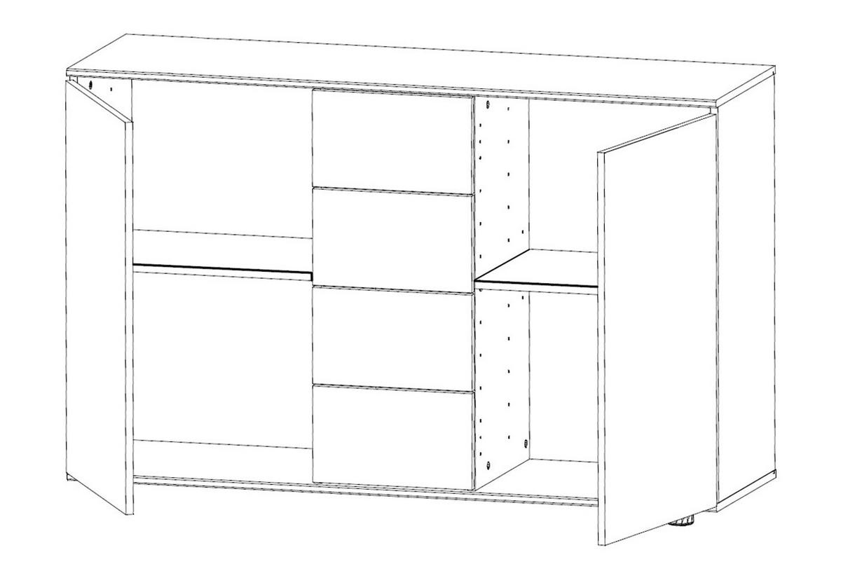 KOMMODE Malmö Plankeneiche - graphit 130 / 41 / 83cm - Eichefarben/Graphitfarben, Holz/Holzwerkstoff (130/83/41cm) - Wimex