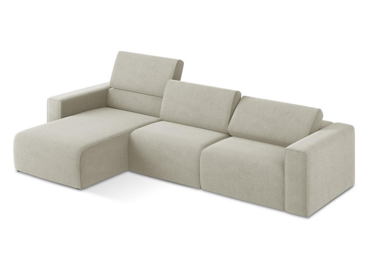 ECKSOFA Links Strukturstoff Stoff Beige - Beige/Creme, Kunststoff/Textil (167/314cm) - Makamii